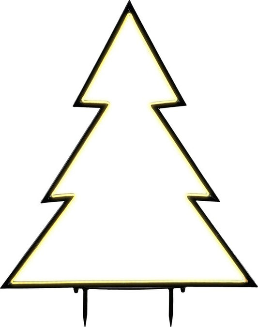 Luca Lighting Garden d'Light Weihnachtsbaum-Gartenpfahl mit warmweißen LED-Lichtern - L90 x H100 cm - Metall - Schwarz