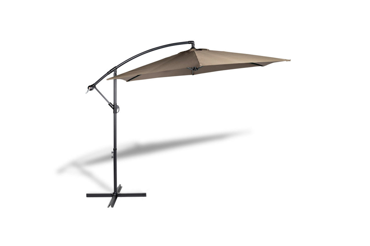 Lifa Garden - Hängesonnenschirm Premium - inkl. wasserdichte Sonnenschirmhülle - Polyester - 300 x 300 x 250 cm - Taupe