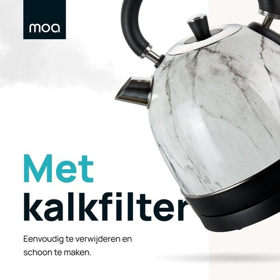 MOA Retro-Wasserkocher Weißer Marmor 1,8 Liter - Elektrisch - Limitierte Auflage - EK3TM