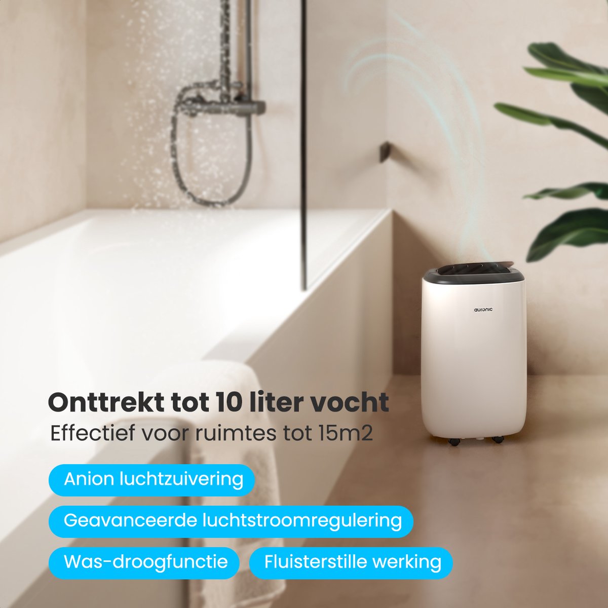Auronic Luftentfeuchter und Luftreiniger - Pro Plus Serie - Schlafzimmer und Wohnzimmer - Entfeuchtet 10L pro Tag im Haus - Waschtrockenfunktion - Weiß