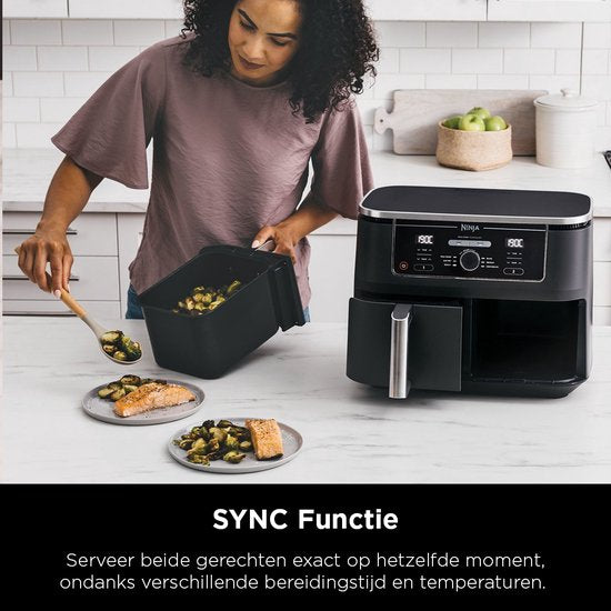 Ninja Doppel-Heißluftfritteuse XXL – 9,5 Liter – Modell 2020 – Dual-Zone-Technologie – AF400EU