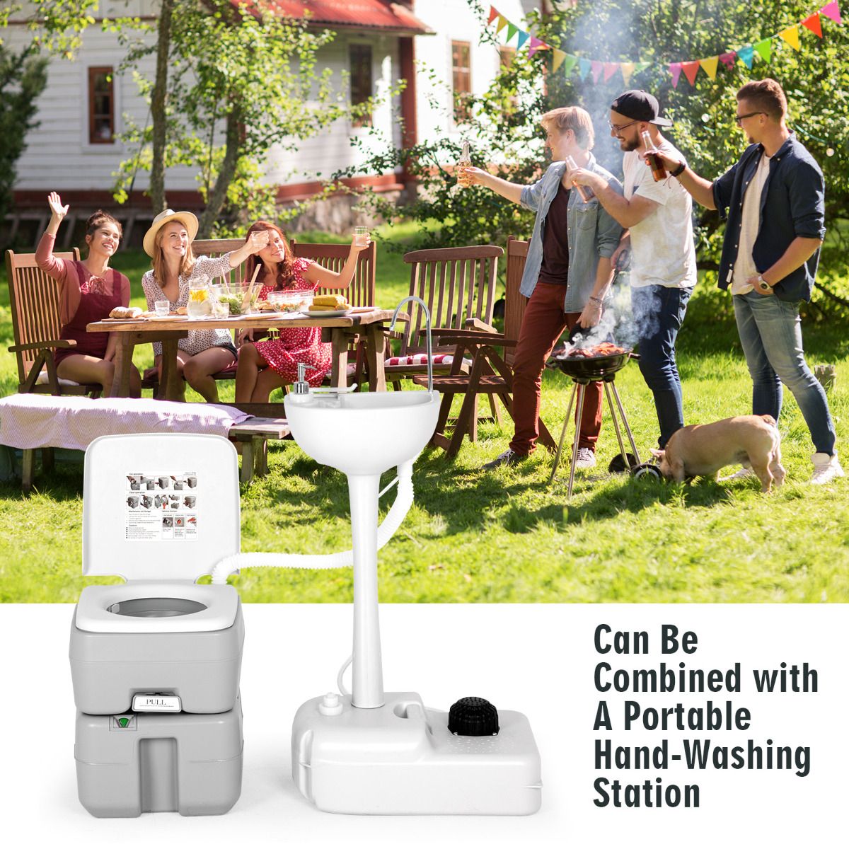 Coast tragbare Campingtoilette – Getrennte Tanks – 10 l Frischwasser, 20 l Abwasser – Grau