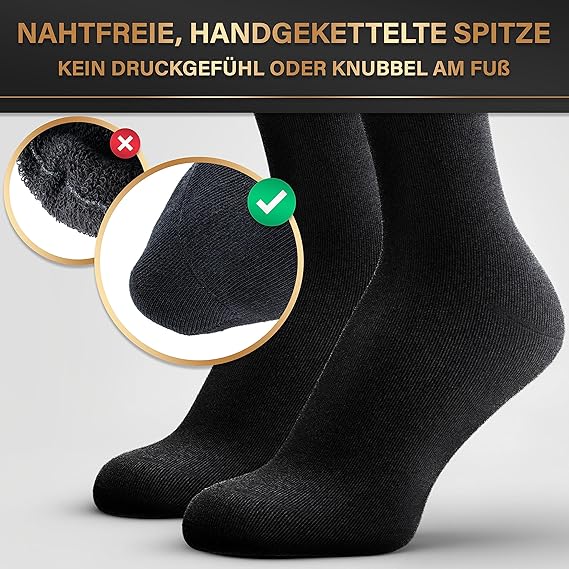 Hero Work 12 Paar Socken für Damen und Herren, Baumwollsocken, Herrensocken, schwarz, atmungsaktiv und ohne Pressnaht, Business-Socken, Strümpfe