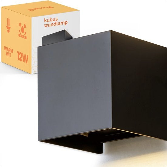 Goliving - Wandleuchte für drinnen und draußen - Wasserdicht - LED - Energieeffizient und rostfrei - 10x10x10 cm - schwarz