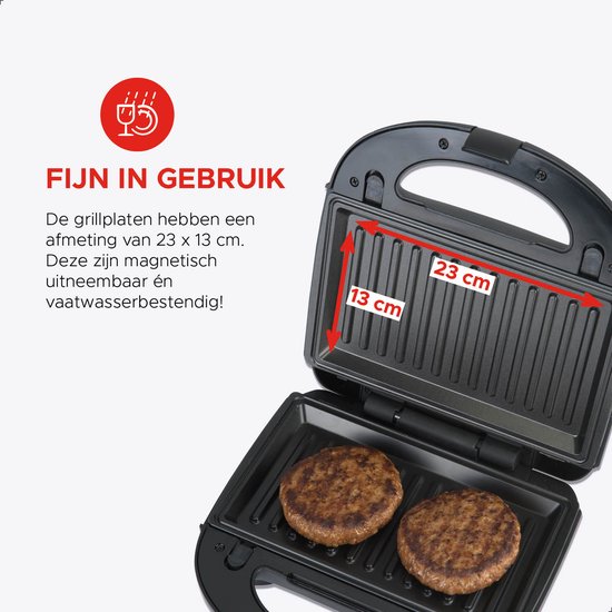 Bourgini MultiGrill 3-in-1 - Toaster, Grill und Waffeleisen - PFAS-frei - austauschbare Platten - 750W