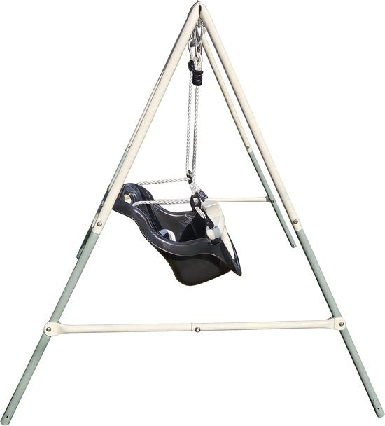 AXI 2-in-1-Schaukel aus verschiedenen Metallen in Grün/Creme – Mitwachsende Schaukel – Freistehendes Schaukelset mit Schaukelsitz aus Kunststoff und Babysitz – Schaukelset für Kinder