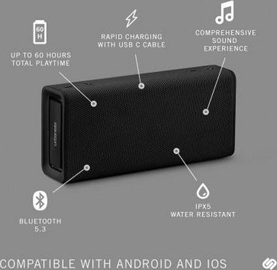 Bigben Connected URBBRISBANENOIR Tragbarer Party-Lautsprecher Drahtloser Stereo-Lautsprecher Schwarz 16 W