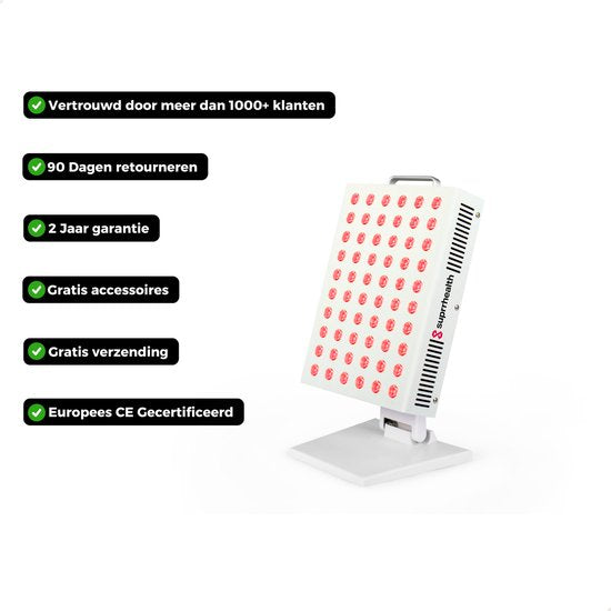 Suprrhealth Rotlichtlampe Mini – Rotlichttherapie – Timer – LED-Infrarotlampe – Hautpflege durch Infrarottherapie – Kollagenlampe – Fibromyalgie – Lichttherapie
