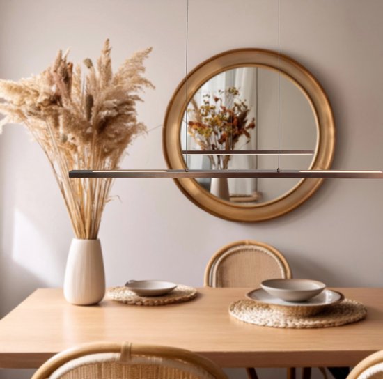 Hängeleuchte Bande 3994BR, bronzefarbene LED-Leuchte, 114 cm breit, mit höhenverstellbarem System von Steinhauer, stilvolles und modernes Design in warmer Farbgebung