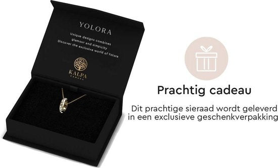 Yolora Damenhalskette mit Anhänger - Kalpa Camaka Kristalle - Farbe Gold - 18K Gelbgold vergoldet - Damenhalskette Gold - Schmuck - Halskette - Luxuriöse Geschenkbox - Geschenkbox - Exklusive Geschenkbox - Schöne Geschenkverpackung