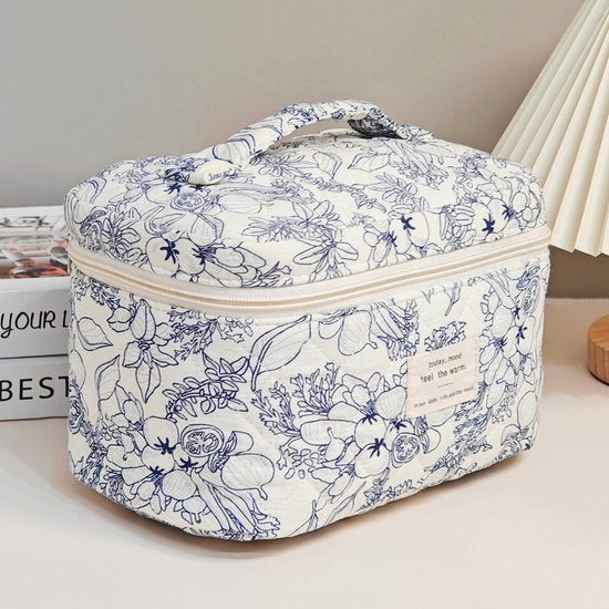 Skycases Travel Essentials - 3-teiliges Make-up-Taschenset - umweltfreundliche Baumwolle - gesteppte florale Organizer - geräumig, strapazierfähig und ideal für Reisen