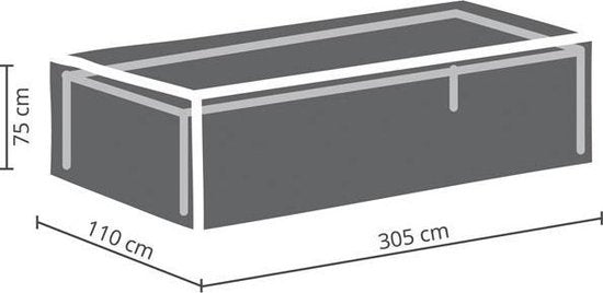 Perel Outdoor-Abdeckung für Tische bis 300 cm, grau, rechteckig, 305 cm x 110 cm x 75 cm