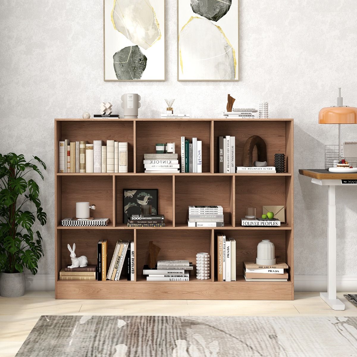 Coast Bücherregal – 10 offene Fächer – 3 Ebenen – 140 cm – Naturholz