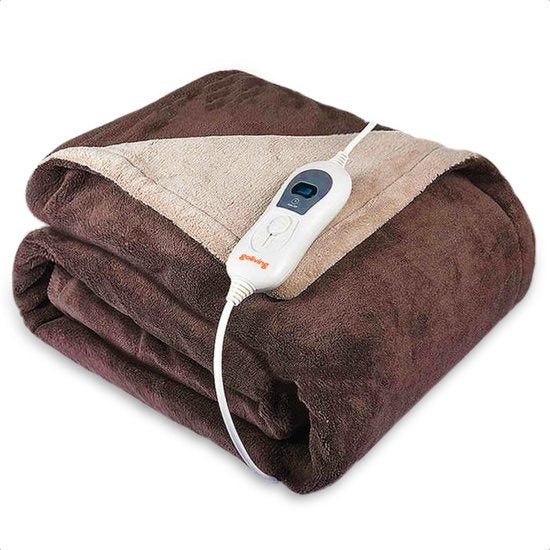 Goliving Elektrische Heizdecke - 3 Wärmestufen - Waschmaschinenfest - 120W - 2,5 Meter Kabel - 160 x 120 cm - Braun