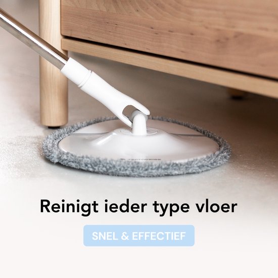 Techweise Mop System Mop mit intelligentem Eimer - Verstellbarer Stiel - Komplettes Mop-Set - Bodenwischer - Mop