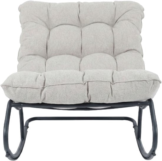 AXI Ruby Schaukelstuhl Schwarz/Beige – Schaukelstuhl für den Außenbereich – mit dicken Kissen – Metallgestell – Lounge-Gartenstuhl mit Schaukelfunktion