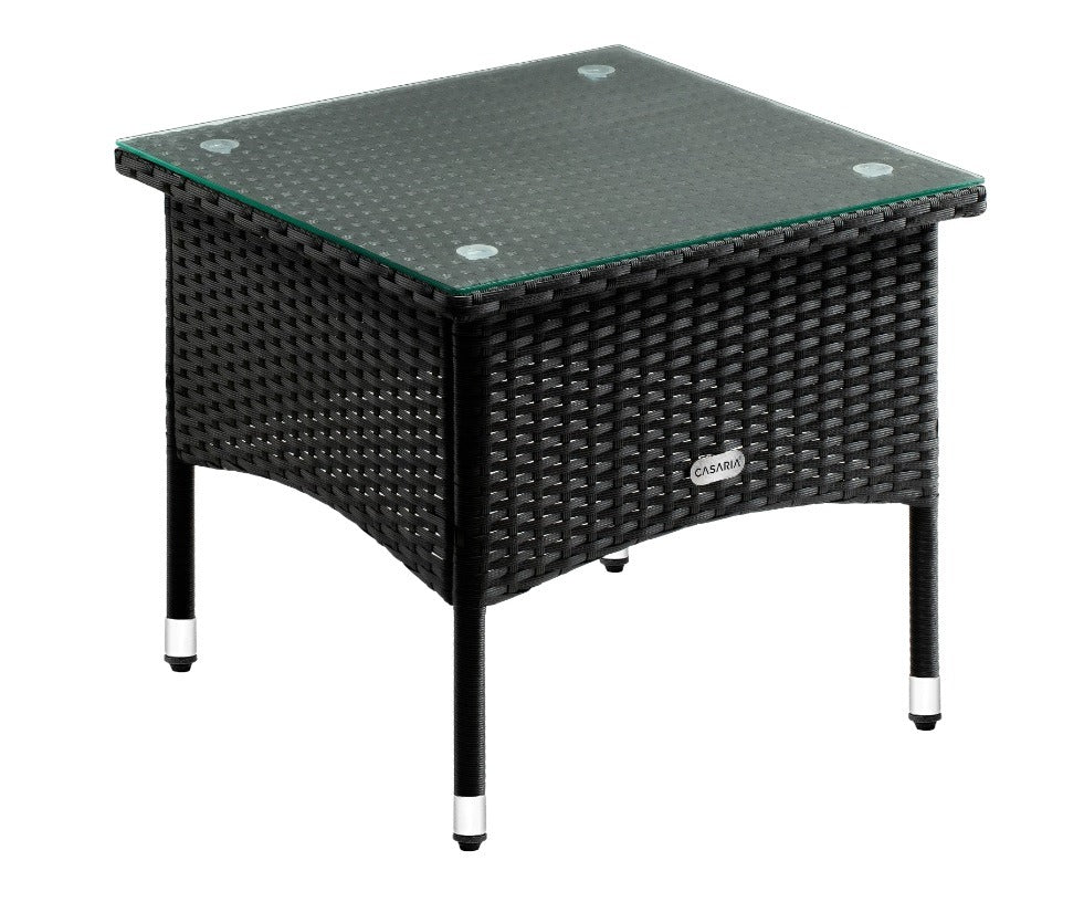 Casaria Beistelltisch aus Polyrotan, schwarz, 50 x 50 x 45 cm