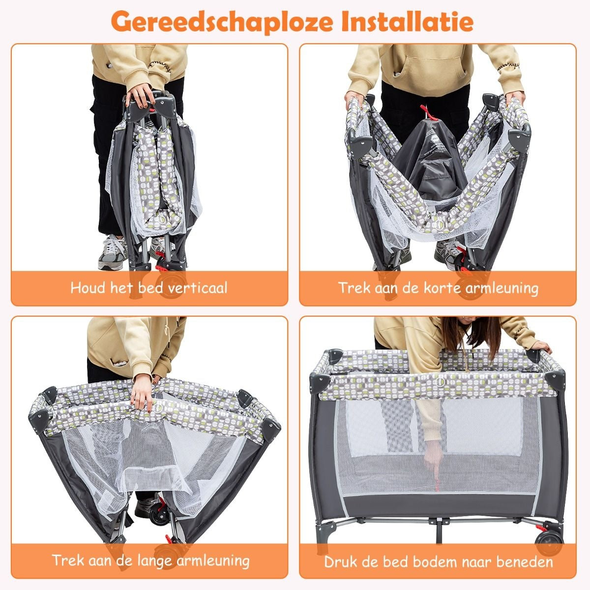 Coast 3-In-1 faltbares Reisebett & Wickelbett & Box mit abnehmbarem und verstellbarem Mesh