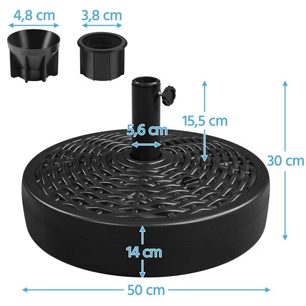 Yaheetech Sonnenschirmständer Ø 50 cm – Schwarz – Befüllbarer Sonnenschirmständer mit Wasser oder Sand für Sonnenschirme mit einem Durchmesser von 38–48 mm