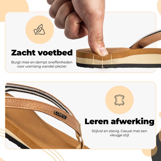 Pantoffeln Damen - Sandalen - Braun - Größe 39 - Comfeet