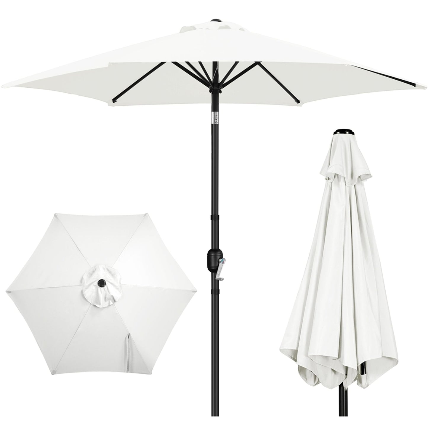 Yaheetech Sonnenschirm mit Ständer und Neigungsfunktion, ø 269 cm – UV-Schutz UPF50+ – Cremeweiß