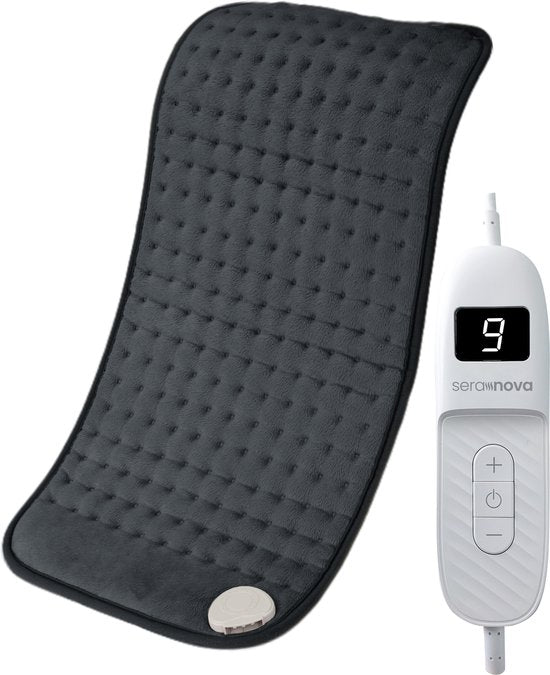 Seranova Electric Heat Pad für Rücken, Füße, Nacken, Schultern, Bauch - Heizkissen - Heizkissen - Waschmaschine - 40x30cm - Dark Grey