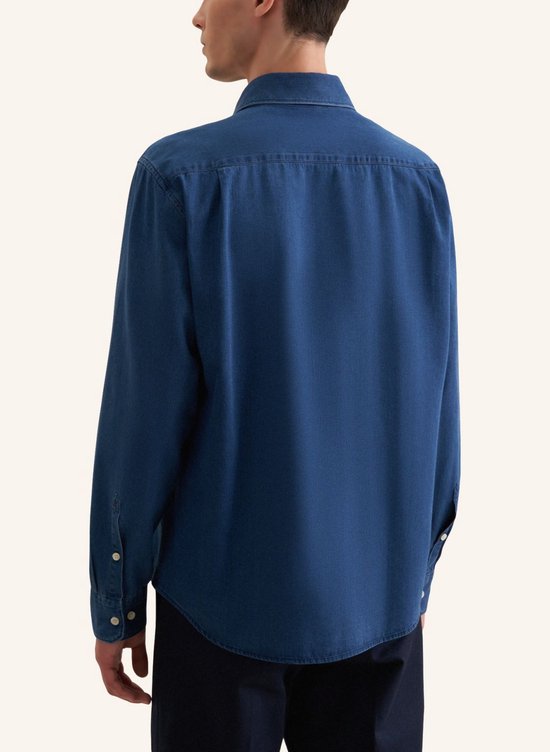 Seidensticker regular fit Hemd - Twill - blau - bügelfrei - Cord Größe: 42