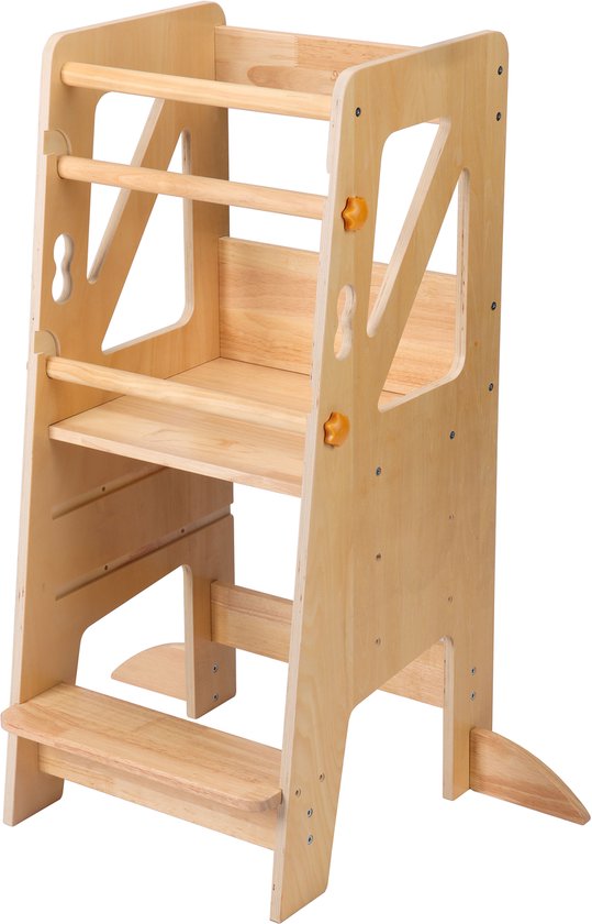 Sunny Liv Lern-Turm „Naturel“ – Montessori-inspiriertes Küchenhilfsmittel aus Holz – Verstellbarer Kinder-Küchenturm – Sicheres und pädagogisches Spielzeug