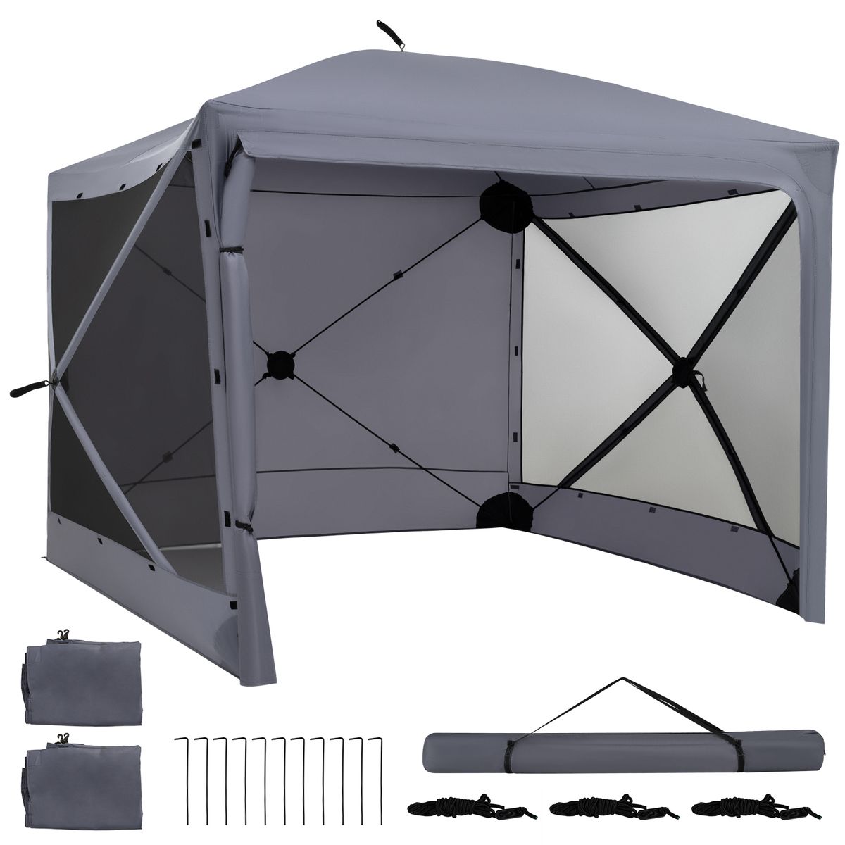 Coast Pop-up-Faltzelt – mit Sonnenschutz – abnehmbare Seitenwände – dunkelgrau – 240 x 240 x 220 cm