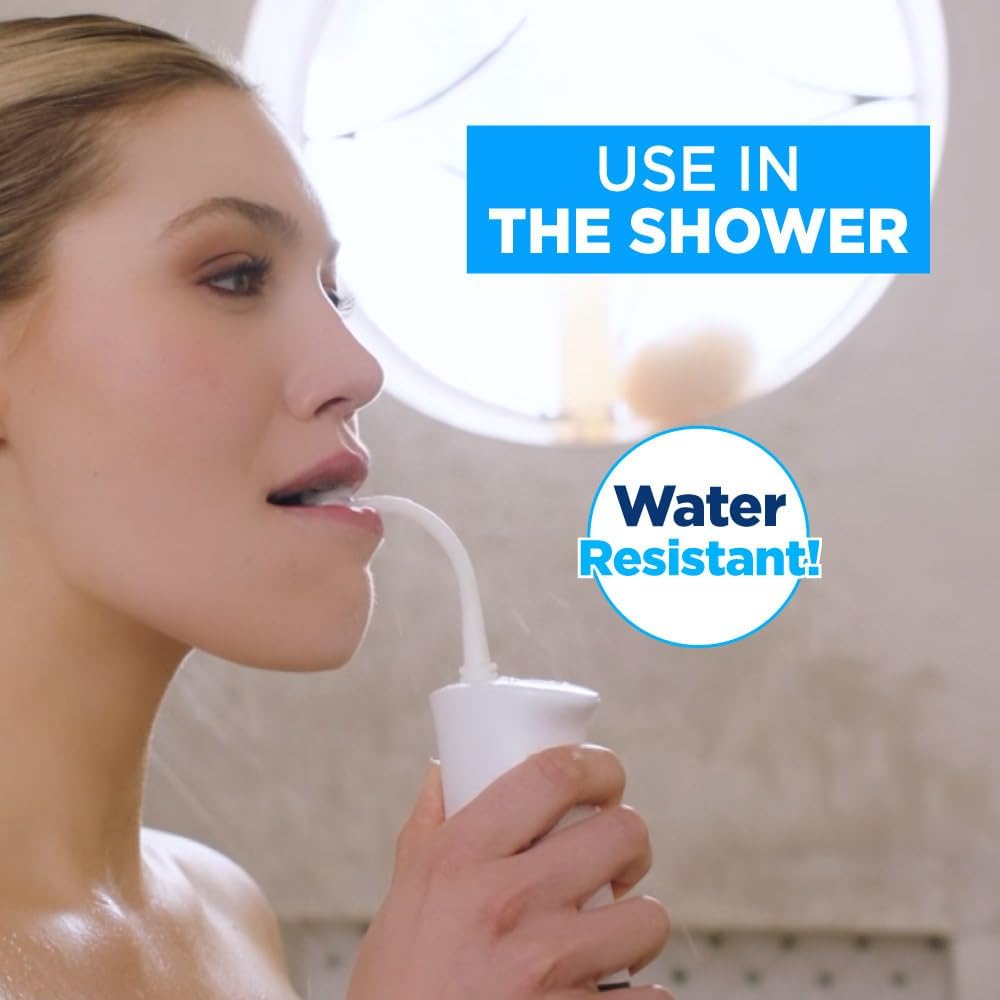 Ontel Miracle Smile Wasserzahnbürste – kabellose Munddusche mit H-förmigem Düsenkopf – 4 Wasserstrahlen – 3 Druckstufen – über USB aufladbar