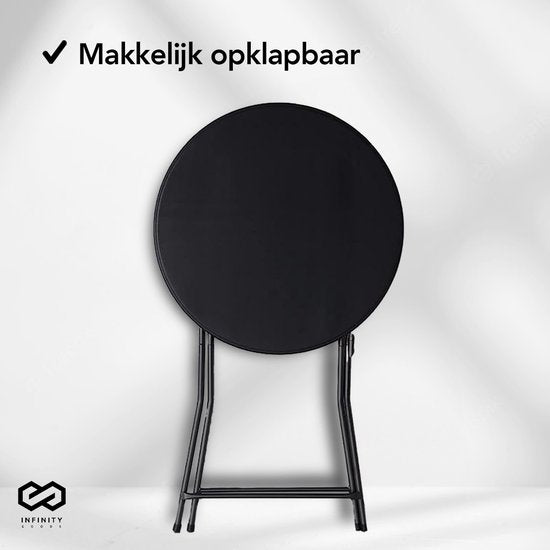 Infinity Goods Stabiler schwarzer Stehtisch - Partytisch - Stabil und wetterfest - klappbar - 80cm x 110cm - Party - 1 Stück - Schwarz