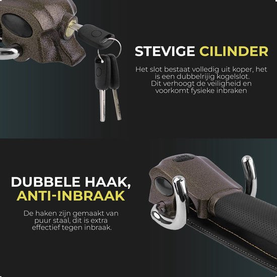 Gtrise Lenkradschloss für Auto - Stoplock - Auto - Wohnmobil - Profi - Mit Ebook & Aufbewahrungstasche