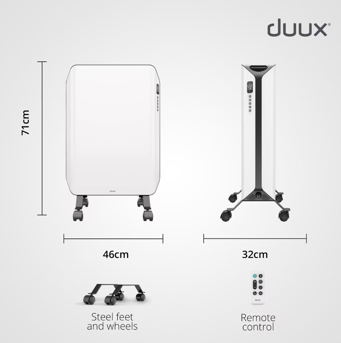 Duux Edge ölgefüllter Heizkörper - 1500 W - Smart Heating - Mit Ventilator - 46 x 32 x 71 cm - Weiß