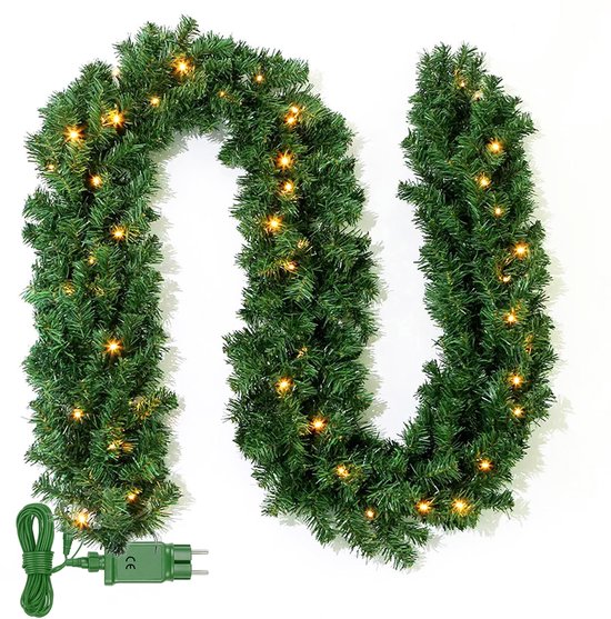 Nordlandia Girlande mit Lichtern - Timer - Weihnachtsdekoration - 270 cm - Weihnachtsgirlande - Weihnachtsdekoration - 35 LED - Stecker