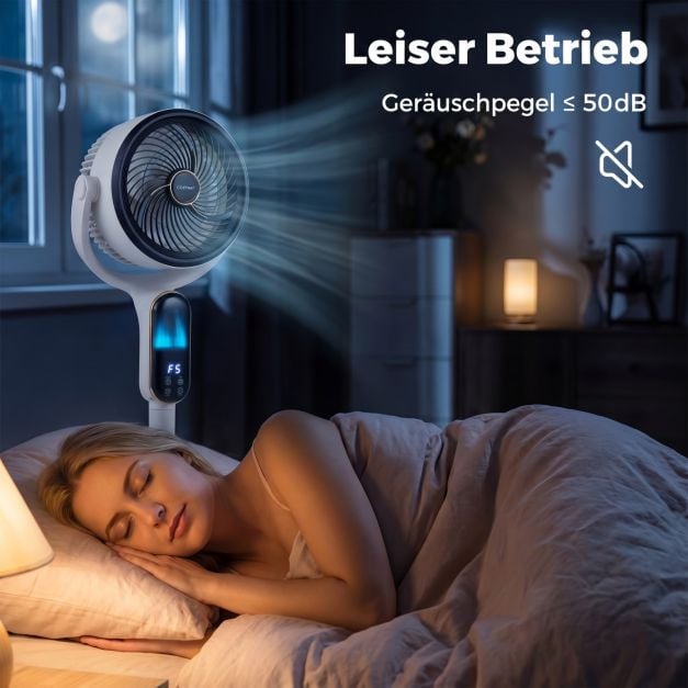 Coast Verstellbarer Stativventilator – 8 Geschwindigkeitsstufen – 54–96 cm – Weiß