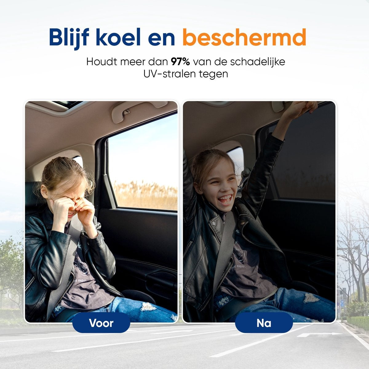 TenTravel Auto Sonnenschutz Set - 120 x 55 cm - UV Schutz 97 % - Seitenfenster - 2 Stück