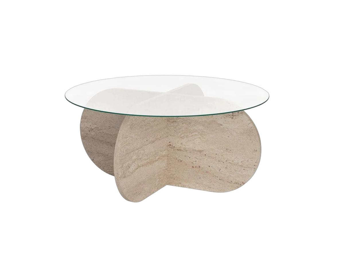 Kalune Design Aeris Couchtisch – Transparent – Travertin – 110 x 60 x 40 cm