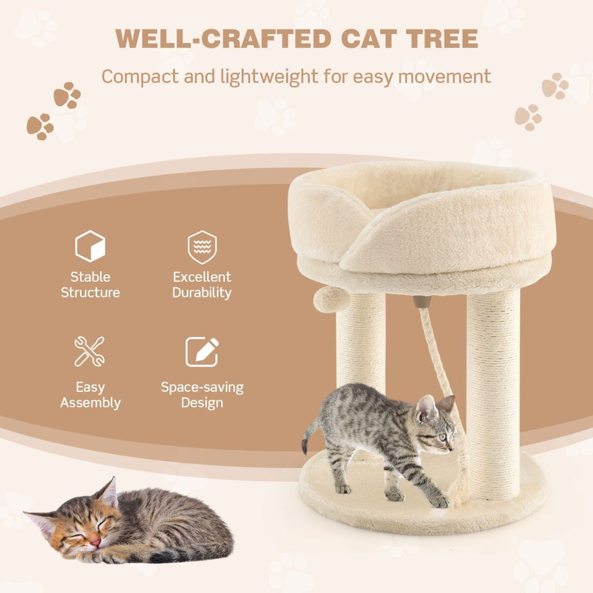 Coast Cat Tree Katzenkratzbaum Kratzbaum mit weichem Stuhl sistal Turm für Katzen beige