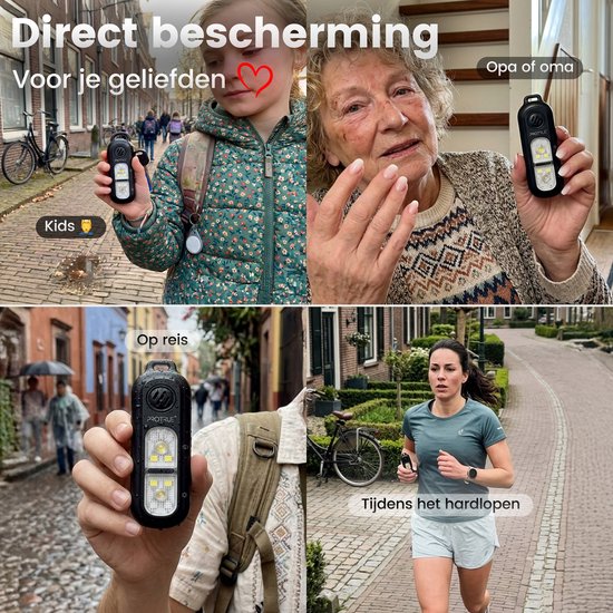 Persönlicher Notruf-Schlüsselanhänger 130 dB – Selbstverteidigung für Frauen – Pfefferspray – Wiederaufladbarer Taschenalarm mit Taschenlampe