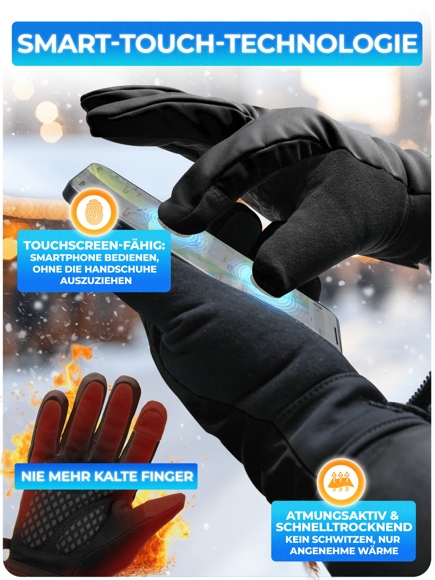 Mivelo Winterhandschuhe - Schwarz - Größe L - mit 3M™ Thinsulate™ & Thermo-Fleece