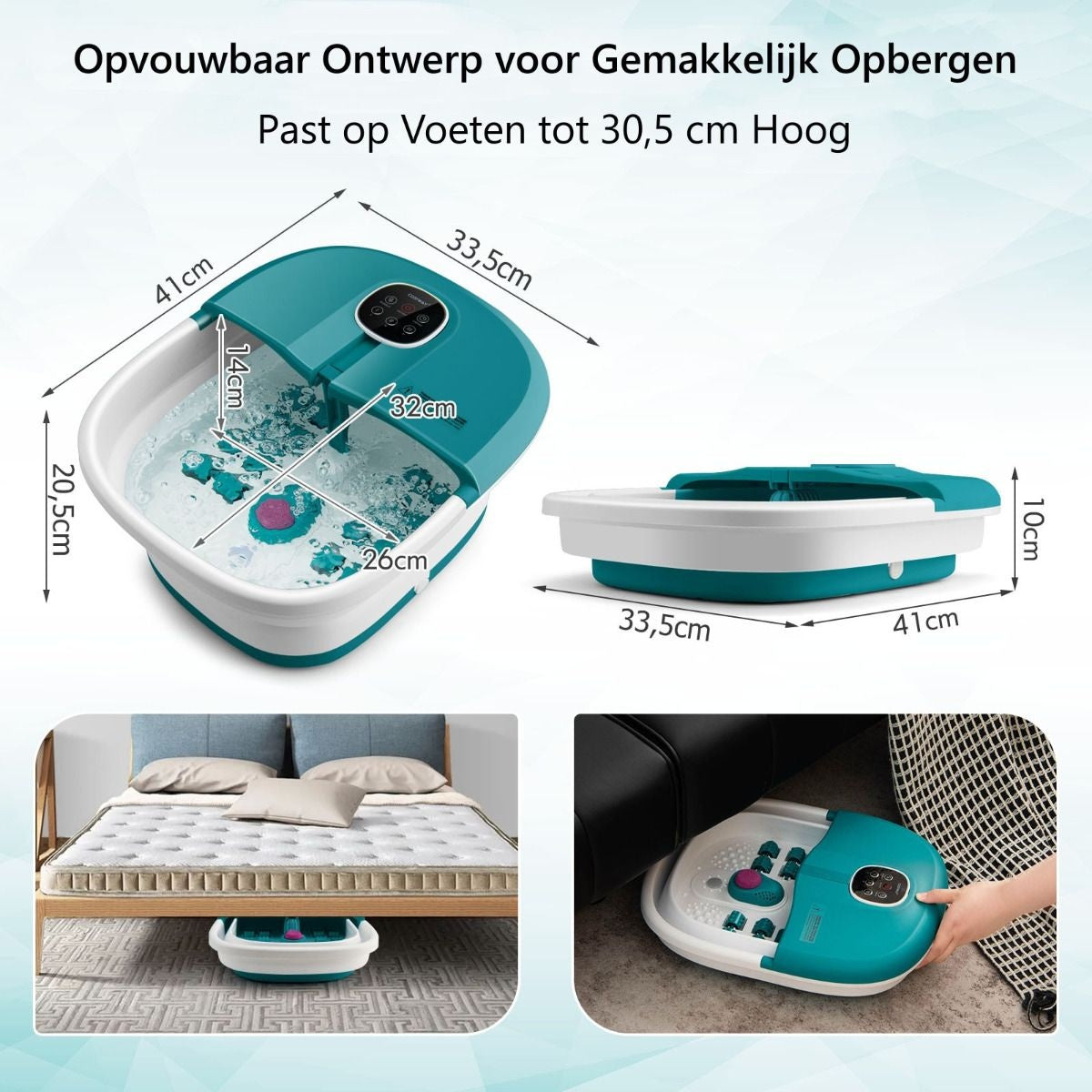 Coast Fußbad Massage -Gerät Fußmassage Spa mit externer Steuerung klappbar 33,5 x 41 x 20,5 cm türkis