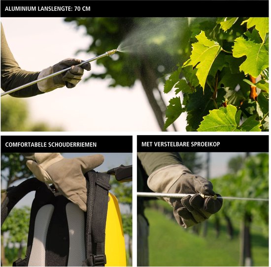 Stanley Drucksprühgerät 12 L hinten, Rückensprühgerät Garten, Drucksprühgerät, elektrisch, wiederaufladbare Lithium-Batterie, Teleskoplanze, verstellbare Düse, Autonomie 2 h, max 5 bar, 0,60 l/Minute, gelb/schwarz