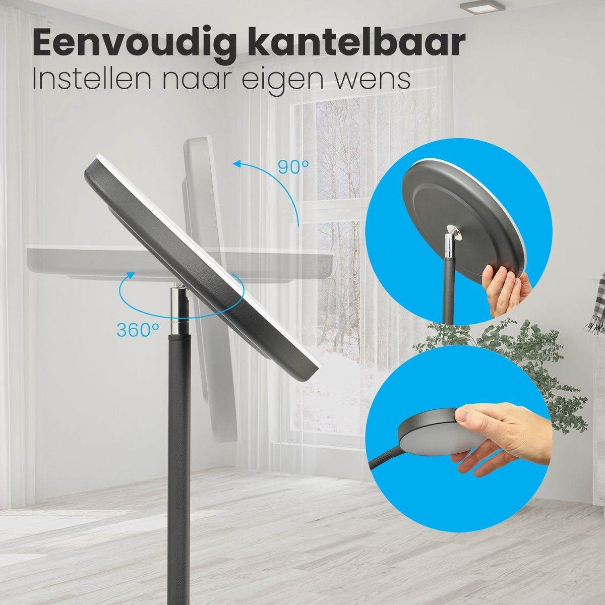 Auronic Stehleuchte - Stehleuchte Industrial - 181cm - LED - Dimmbar und neigbar - mit Fernbedienung - Geeignet für Wohnzimmer - Schwarz