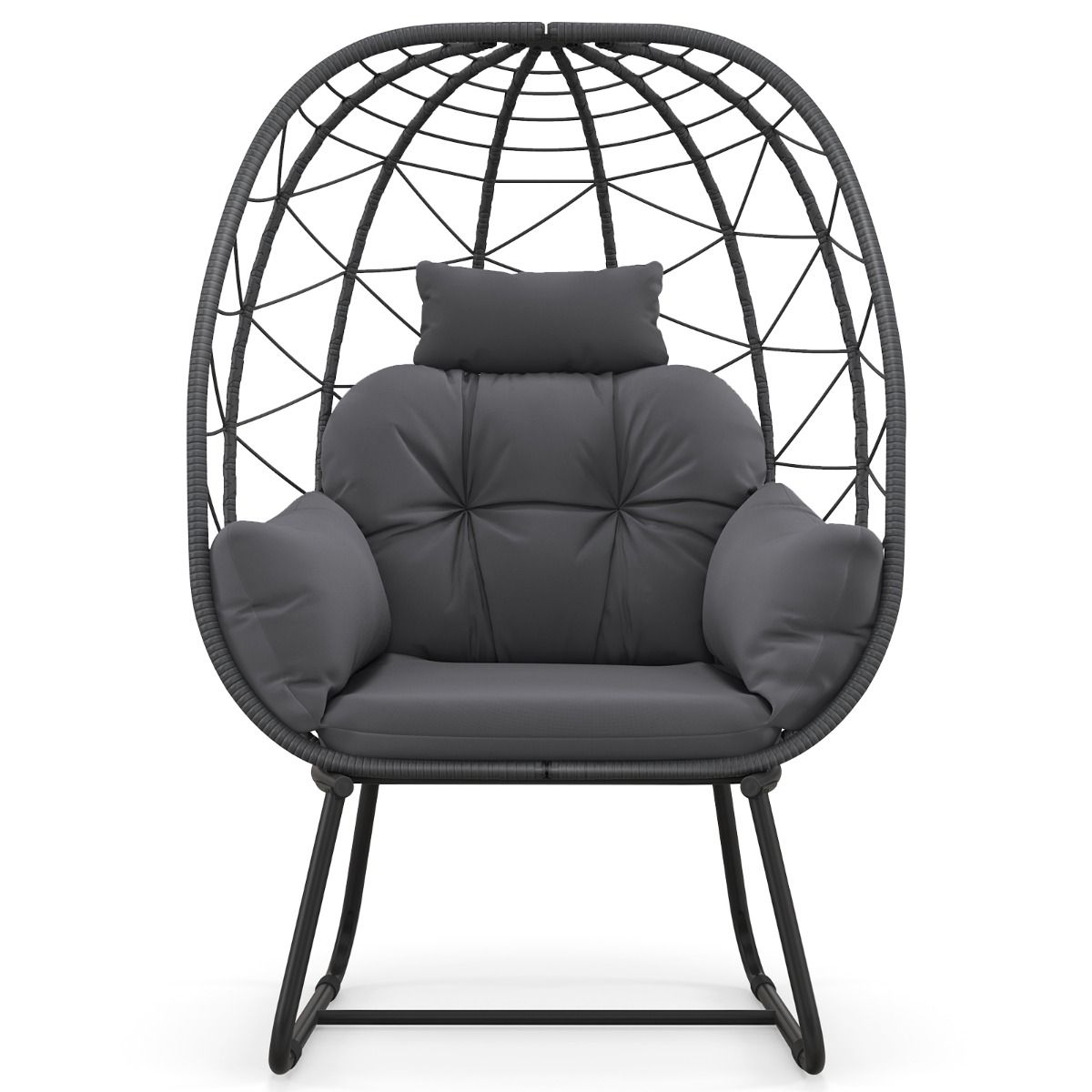 Coast Rotan-Lounge-Sessel – übergroße Eiform – abnehmbares Kissen – grau