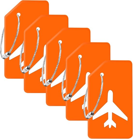 EverNeeds Gepäckanhänger - Silikon - Gepäckanhänger für Koffer - Gepäckanhänger - Orange - 5 Stück