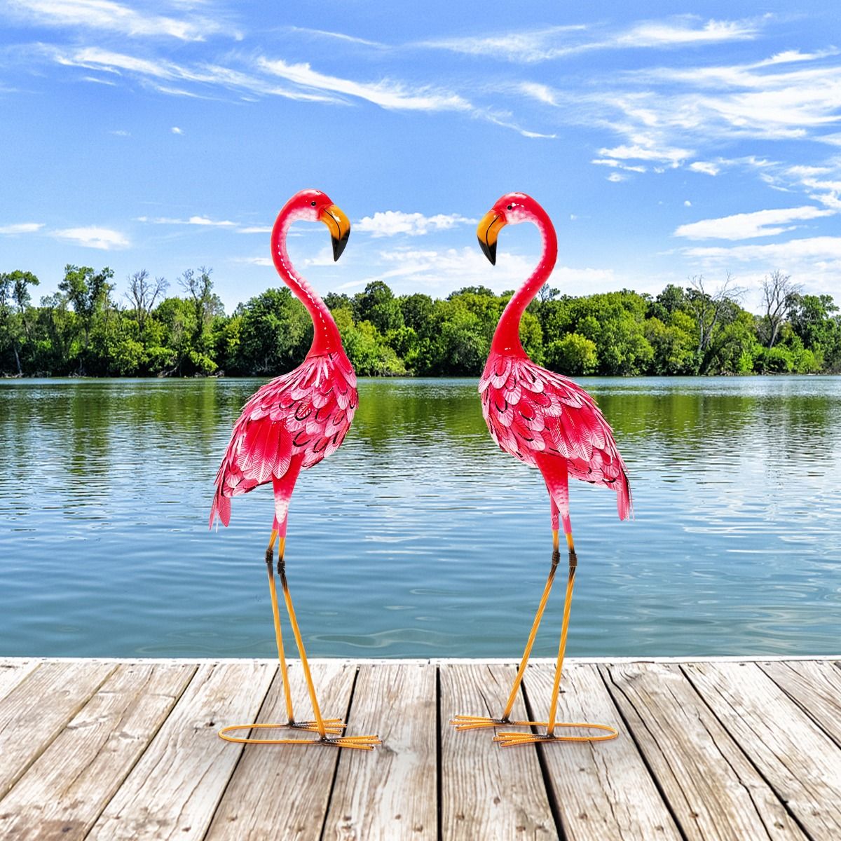 Coast Flamingo Garten Statuen - 2er Set - Metall - Rosa