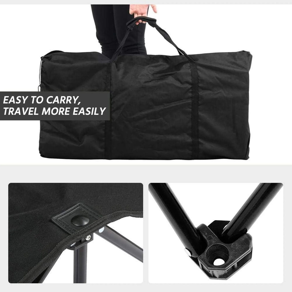 Yaheetech Camping Bank faltbar 6-Personen - 270 x 49 x 82 cm - Ausgestattet mit 600D Oxford-Gewebe und Tragetasche und Seitentaschen - Für Sportmannschaften und Veranstaltungen - Schwarz Metall