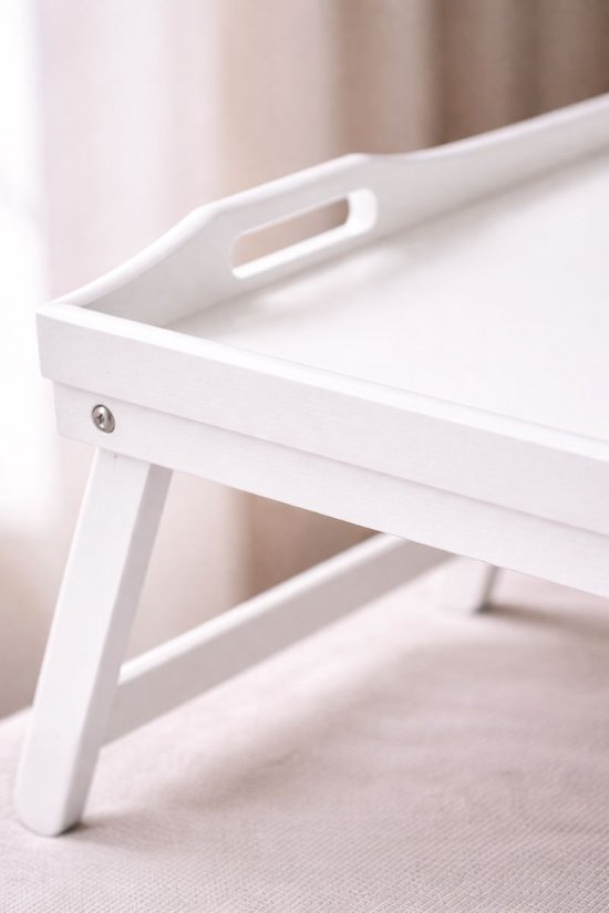 Ceruzo Frühstück-im-Bett-Tablett – Zusammenklappbarer Betttisch aus Bambus, 50 x 30 cm – Weiß