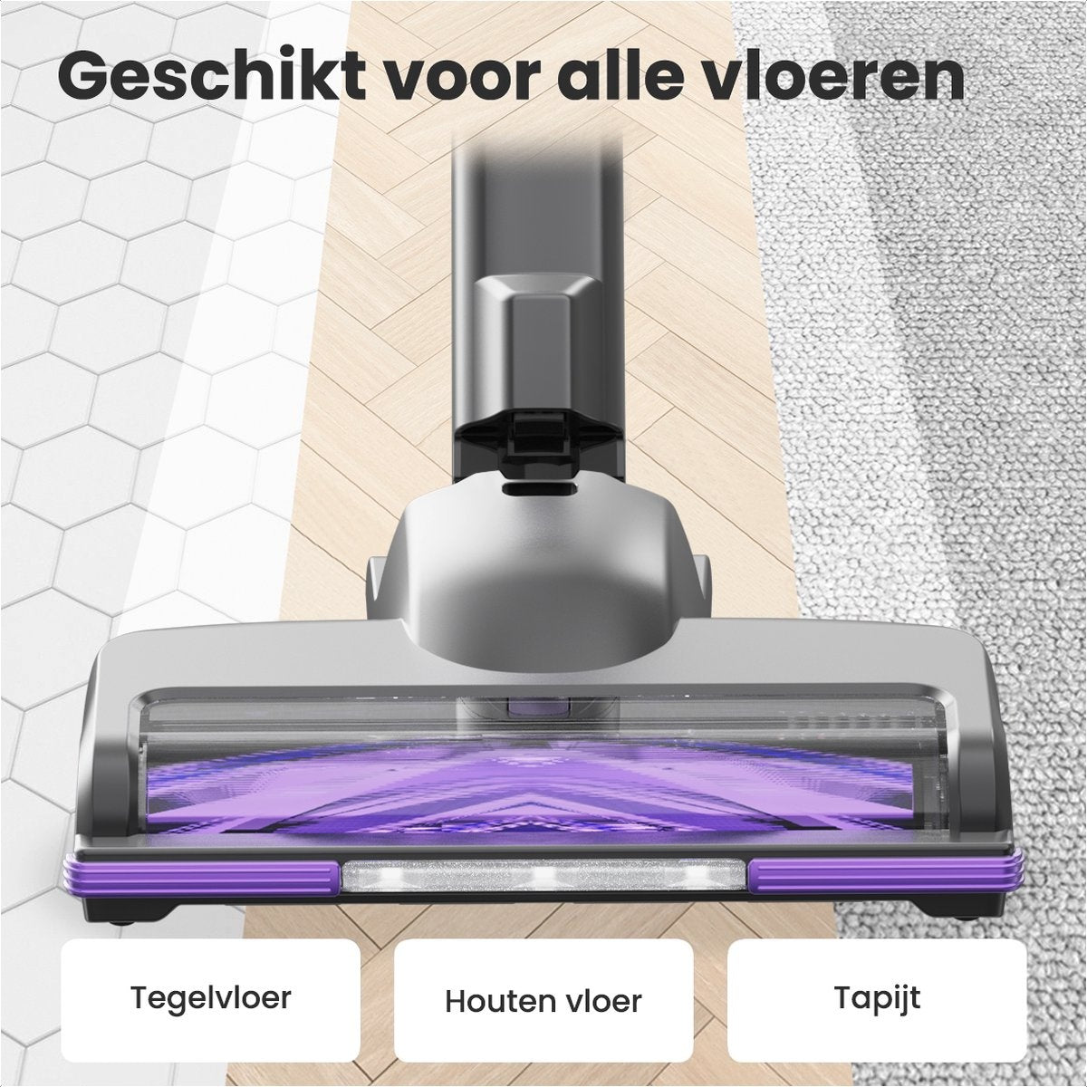 Auronic Stick Staubsauger - Kabellos - Beutellos - Akkubetrieben - Freistehend - 220 W - Grau/Violett
