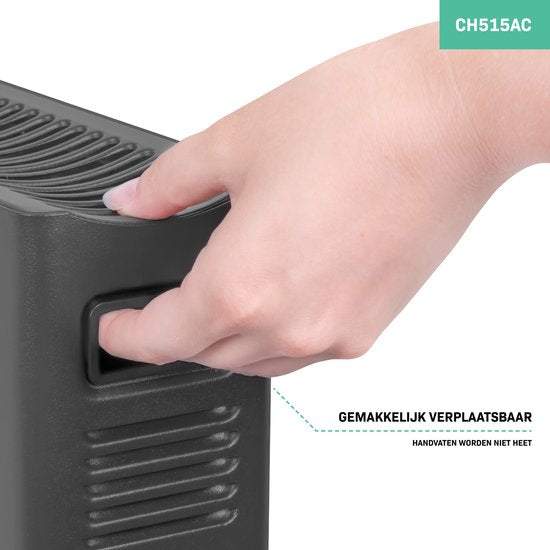 VONROC Elektroheizung - Konvektorheizung mit eingebautem Heizkörperlüfter - 2 Stufen: 1250W/2000W - Einstellbarer Thermostat - Beheizt Räume bis zu 24m2 - Modernes Design - Grau